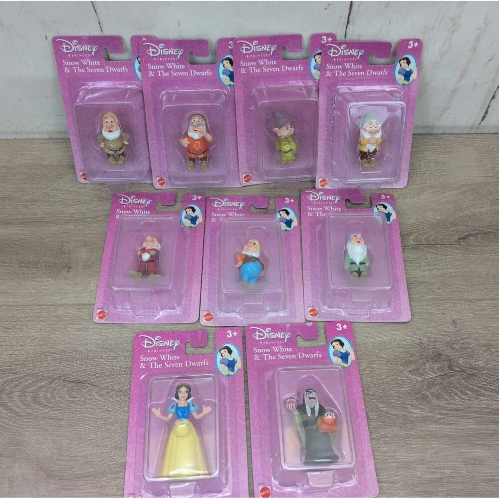VTG Lot Of 9 2001 Snow White & the Seven Dwarfs Action Figures Mattel Disney